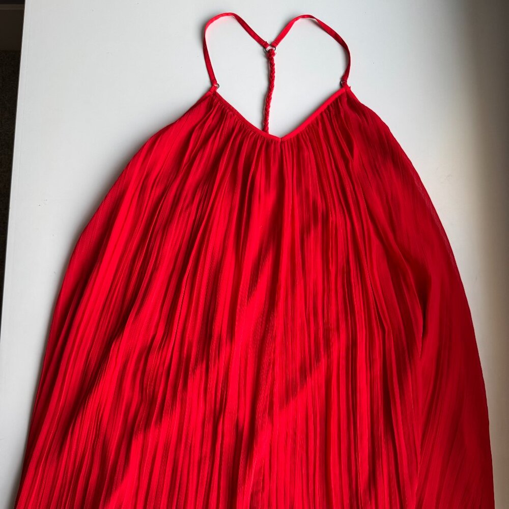 Red flowy mini dress